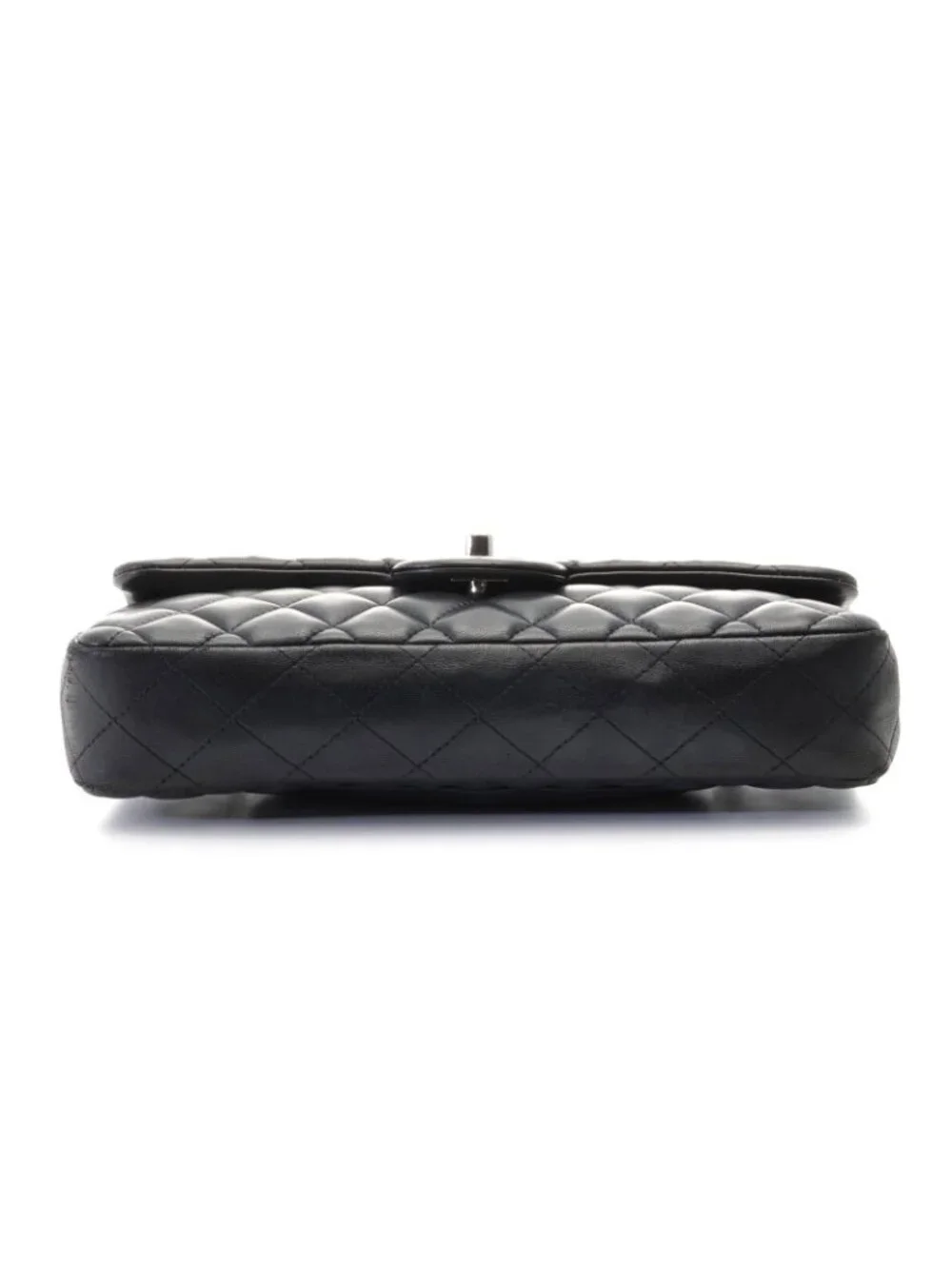 Chanel Quilted Chain Shoulder Black Silver Lambskin Bag